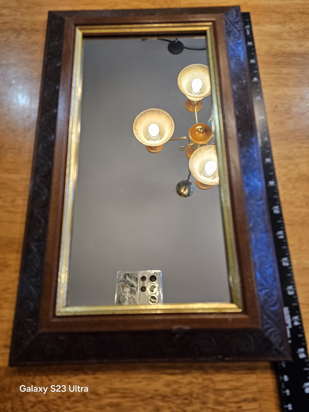 Vintage Home Interiors Brown Frame Wall Mirror with Gold Accent